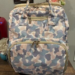 Beautiful Pink Camouflage Diaper Bag/Backpack with Multiple Pockets